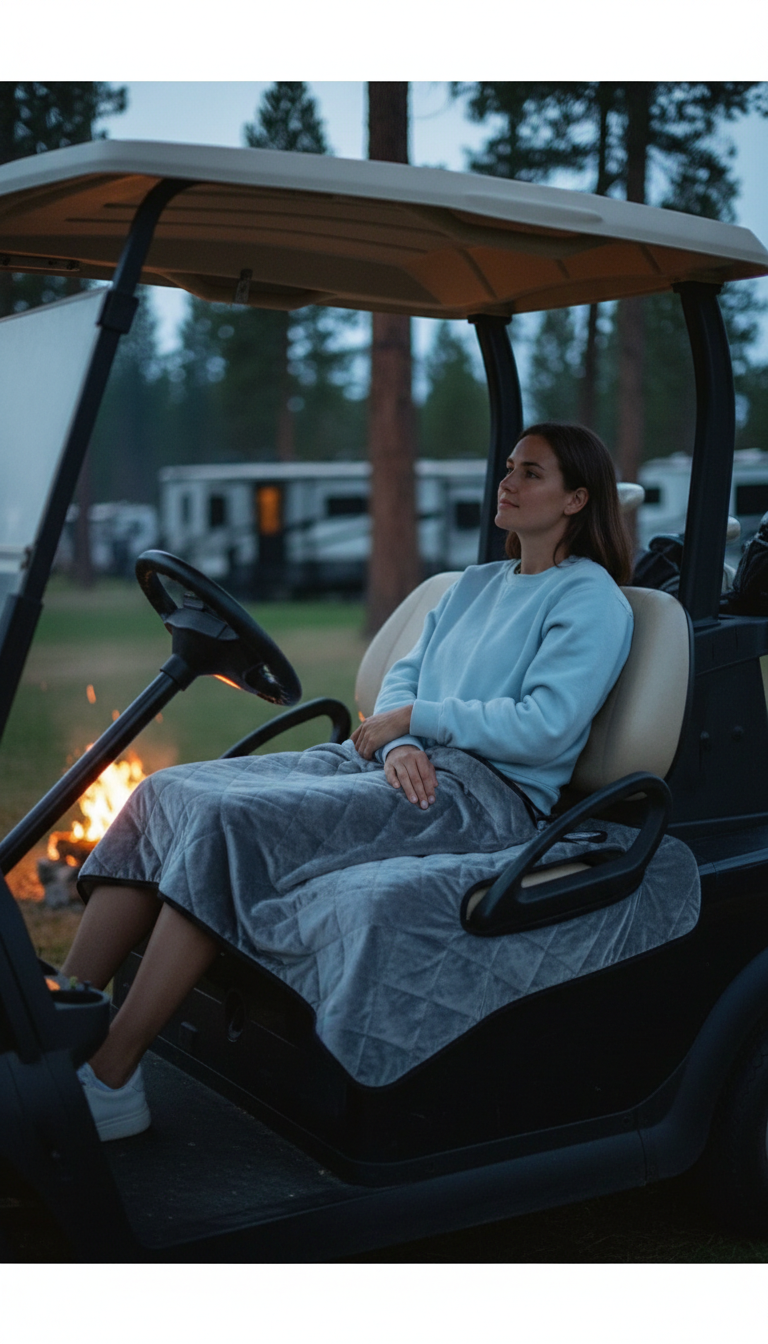 Velvet Golf Cart Seat Cover - Non-Slip Blanket for Club Cars, Grey Golf Cart Seat Cover