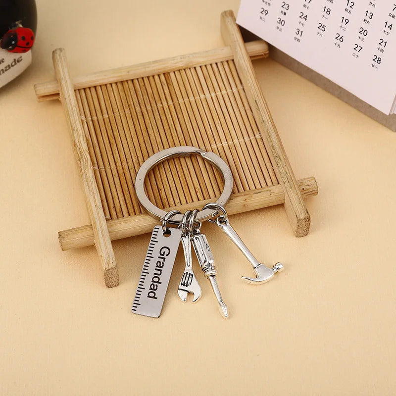 Dad, Papa, Grandad, Grandpa (4 options) Keychain with Tools - Father's Day Gift with Hammer Wrench