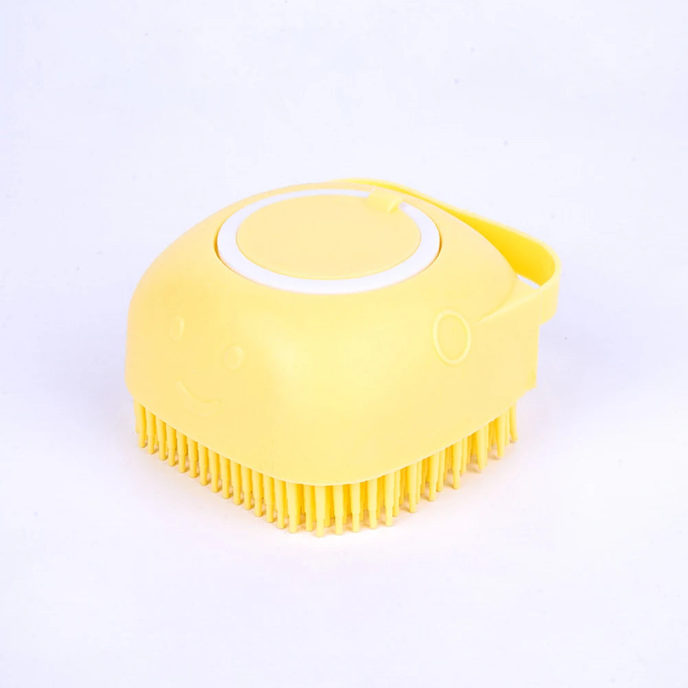 2 in 1 Pet Massage Shampoo Brush with Liquid Dispenser, Soft Silicone Grooming Tool