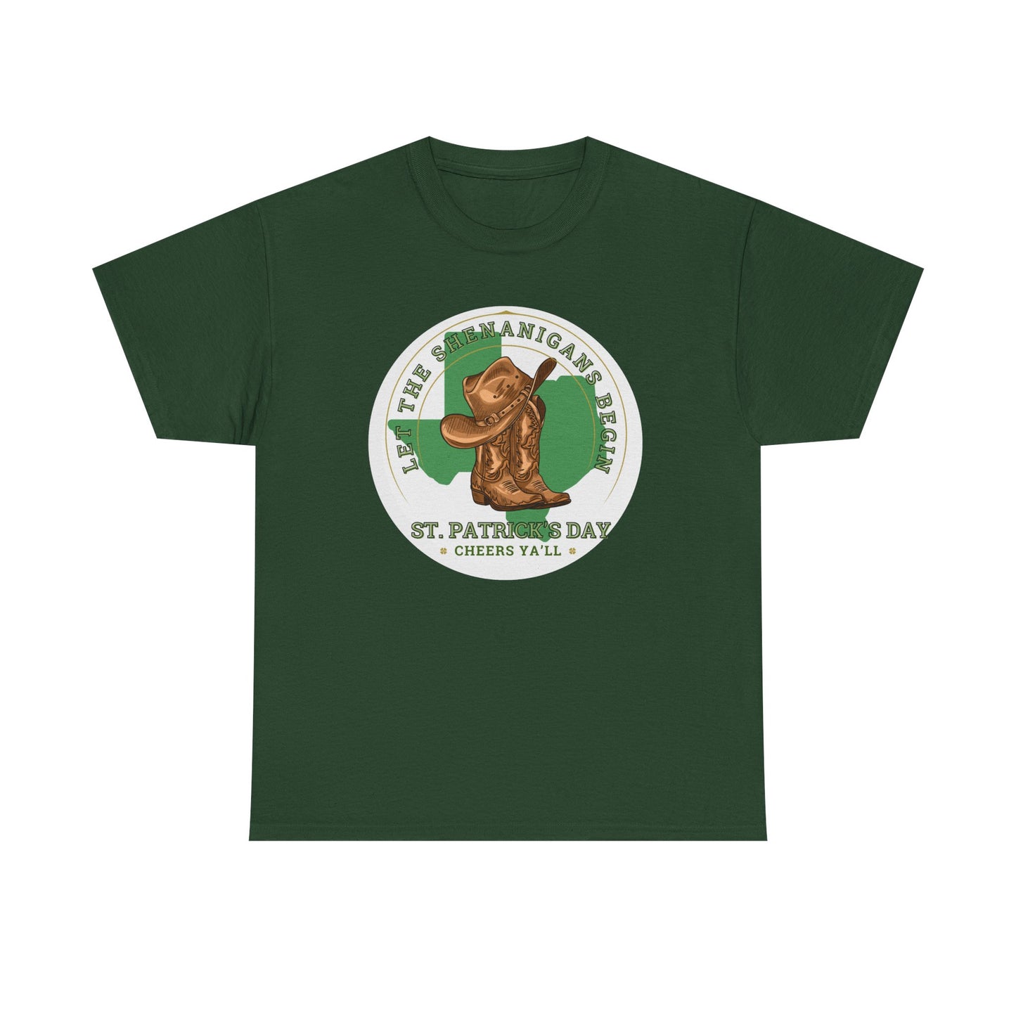 St. Patrick's Day Texas Cowboy Boots Shirt - Irish Pride Meets Western Style-Unisex Heavy Cotton Tee