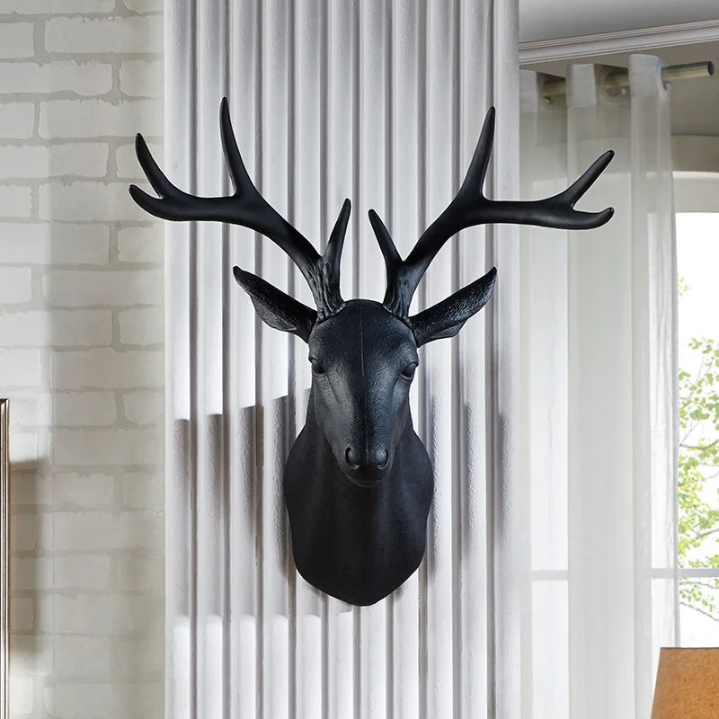 3D Deer Head Wall Mount - Large Resin Animal Head Sculpture for Home Decor (16x12x20 inches)