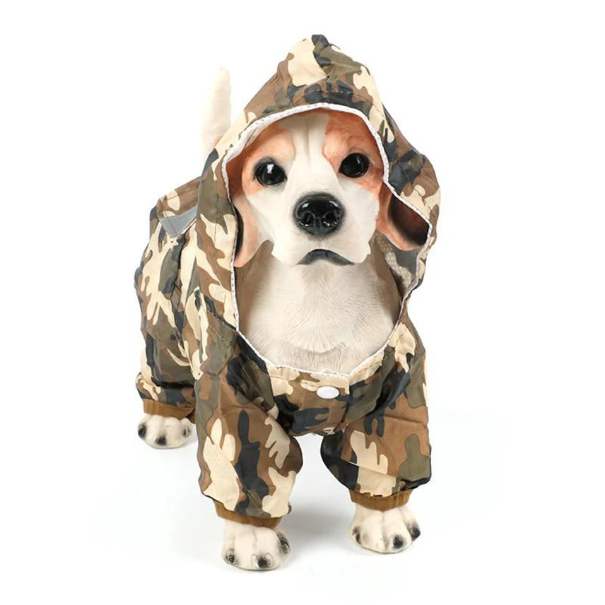 Waterproof Dog Raincoat with Hood -Rain Jacket for XS to 2XL dogs-Red, Blue, Yellow or Camo