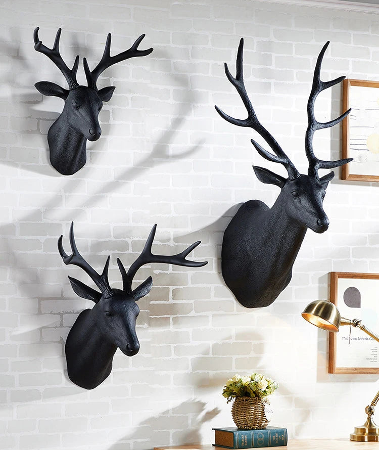 3D Deer Head Wall Mount - Large Resin Animal Head Sculpture for Home Decor (16x12x20 inches)