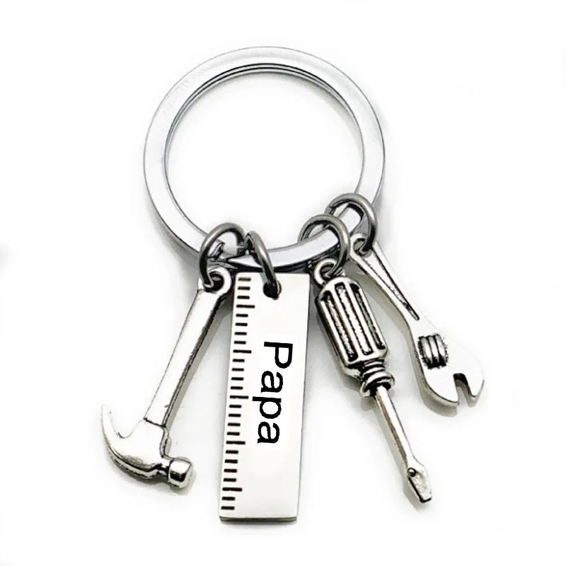 Dad, Papa, Grandad, Grandpa (4 options) Keychain with Tools - Father's Day Gift with Hammer Wrench