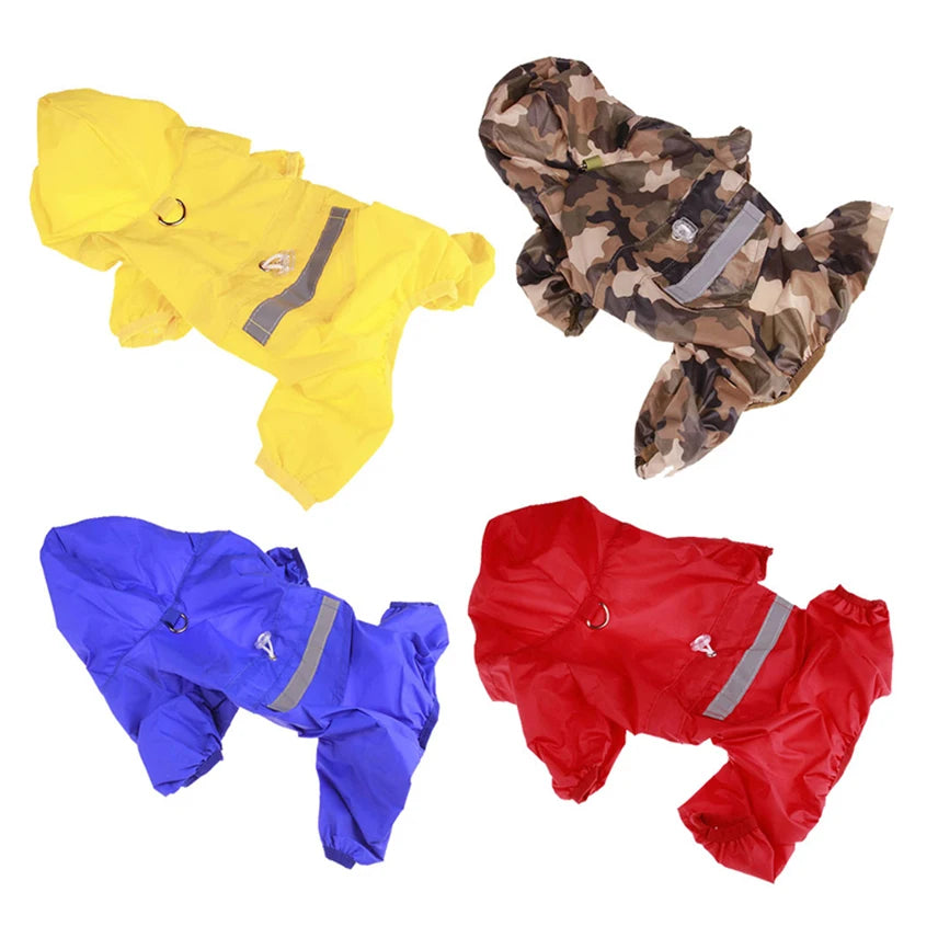 Waterproof Dog Raincoat with Hood -Rain Jacket for XS to 2XL dogs-Red, Blue, Yellow or Camo