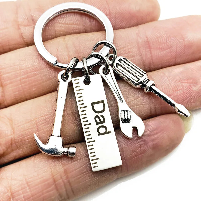 Dad, Papa, Grandad, Grandpa (4 options) Keychain with Tools - Father's Day Gift with Hammer Wrench