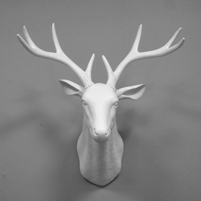 3D Deer Head Wall Mount - Large Resin Animal Head Sculpture for Home Decor (16x12x20 inches)