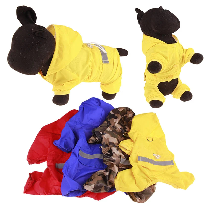 Waterproof Dog Raincoat with Hood -Rain Jacket for XS to 2XL dogs-Red, Blue, Yellow or Camo