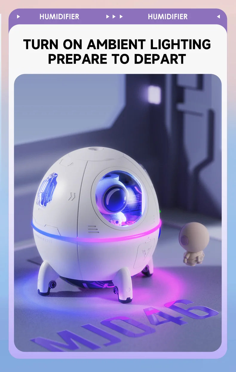 Astronaut Humidifier - Space Capsule Diffuser with 7-Color Night Light