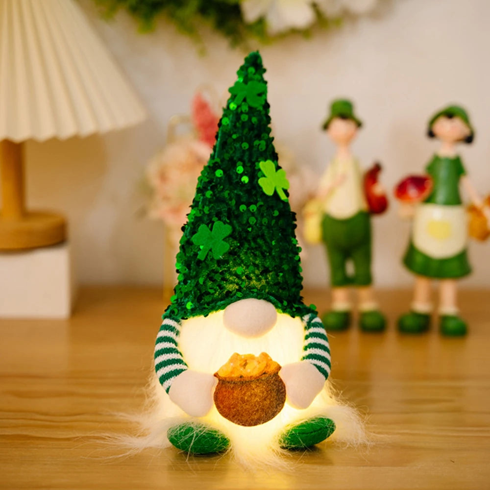 LED Light-Up Irish Gnome - St. Patrick's Day Plush Decor