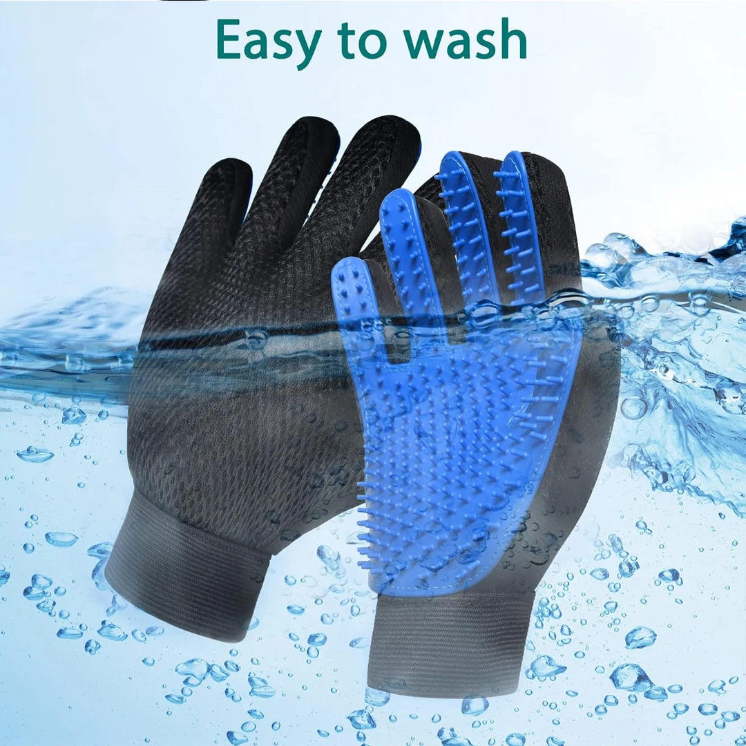 Pet Grooming Gloves - Gentle Hair Removal & Massage Brush for Dogs & Cats