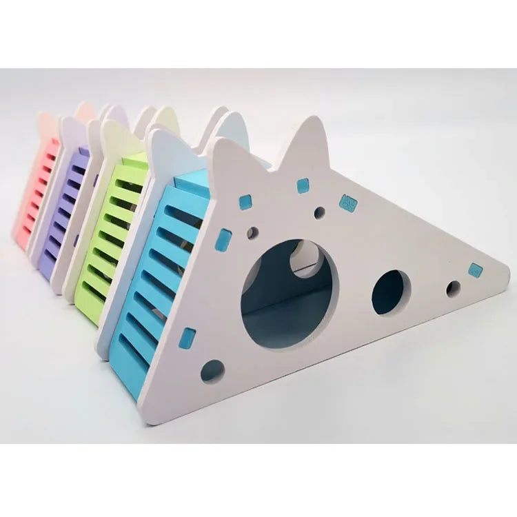 Assembled Hamster Slide Toy Guinea Pig Golden Bear Wooden Colorful Hamster House Small Pets Cage Toys Hamster Accessories