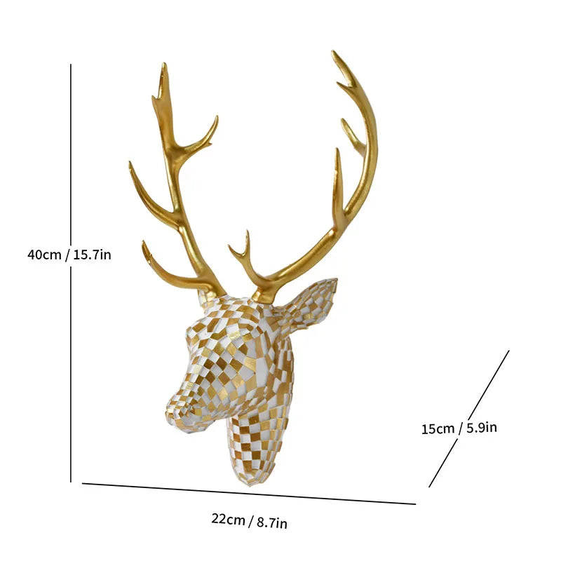 Decorative Deer Head Wall Mount – Rustic & Luxe, Gold, Black, Or Brown Variants