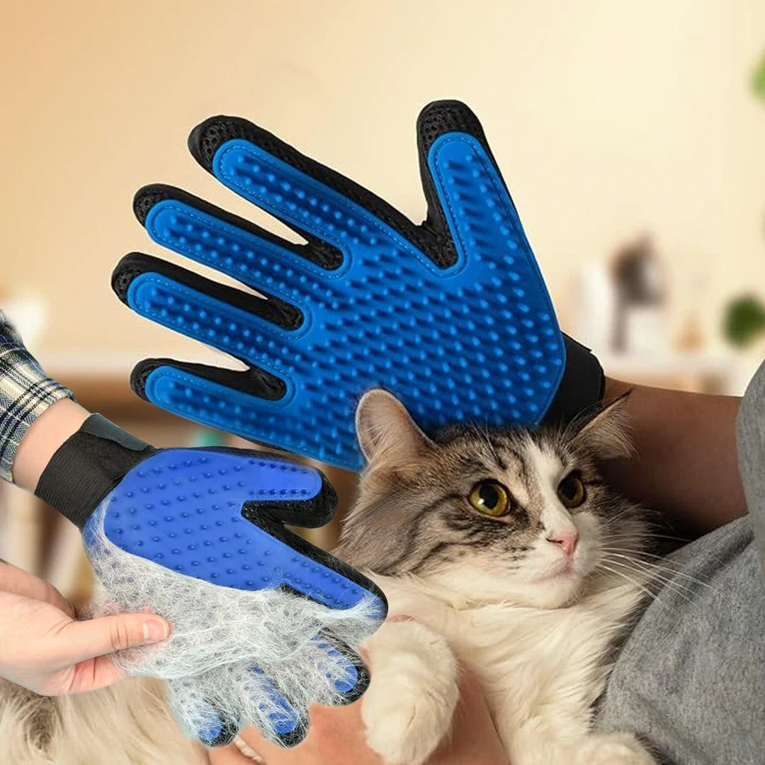 Pet Grooming Gloves - Gentle Hair Removal & Massage Brush for Dogs & Cats