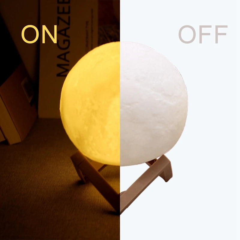 3D Moon Lamp Night Light - 3.15" LED Lamp with Stand
