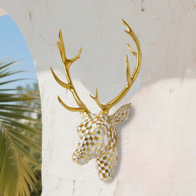 Decorative Deer Head Wall Mount – Rustic & Luxe, Gold, Black, Or Brown Variants