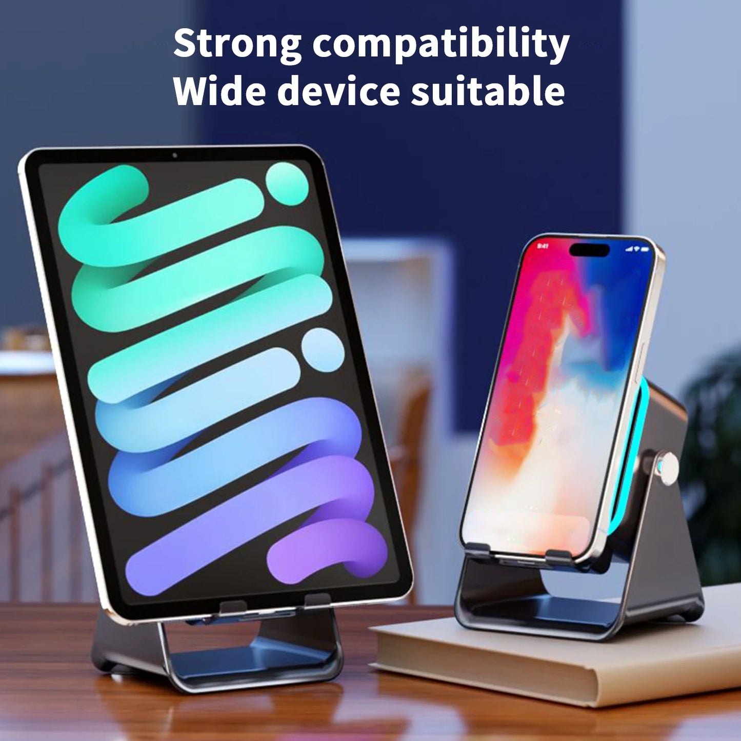 Induction Speaker For Cell Phone Audio Station with Light 10W Phone Holder Wireless Charger Speaker for Home Office Travel