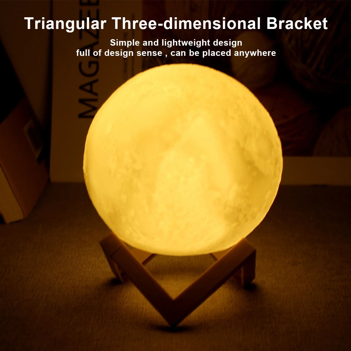 3D Moon Lamp Night Light - 3.15" LED Lamp with Stand
