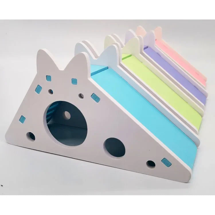 Assembled Hamster Slide Toy Guinea Pig Golden Bear Wooden Colorful Hamster House Small Pets Cage Toys Hamster Accessories