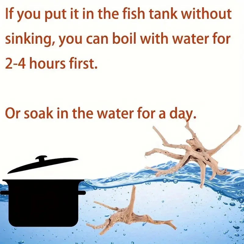 1PC Natural Aquarium Sinkable Driftwood Fish Tank Decoration Wood Aquatic Plants Landscape