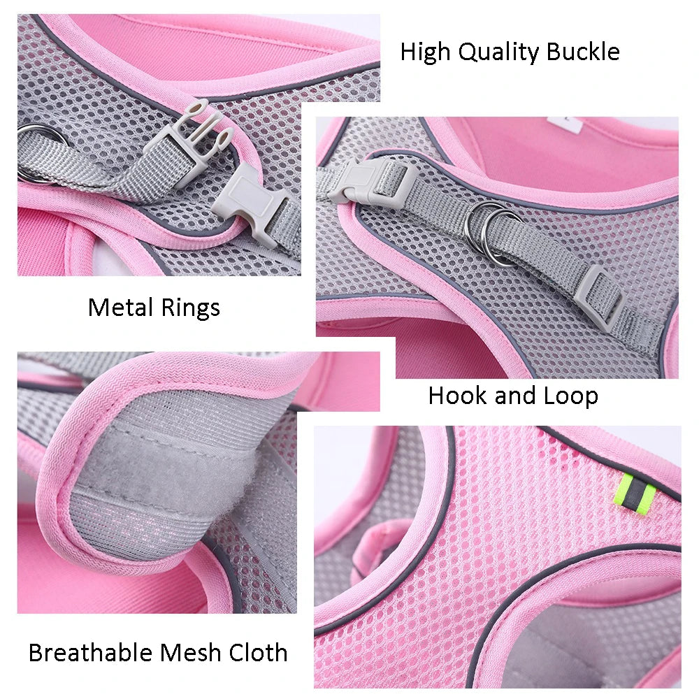 Reflective Pet Harness Vest - Breathable Mesh for Cats, Small & Medium Dogs (Harness Only)