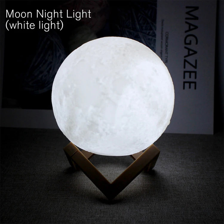 3D Moon Lamp Night Light - 3.15" LED Lamp with Stand