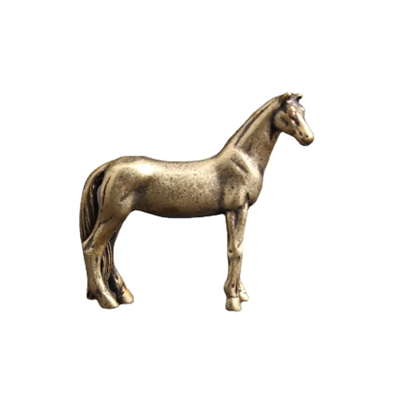 Antique Bronze Horse Statue - Solid Copper Zodiac Figurine Desk Decor