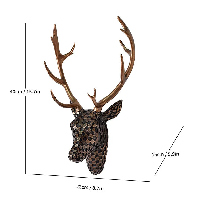 Decorative Deer Head Wall Mount – Rustic & Luxe, Gold, Black, Or Brown Variants
