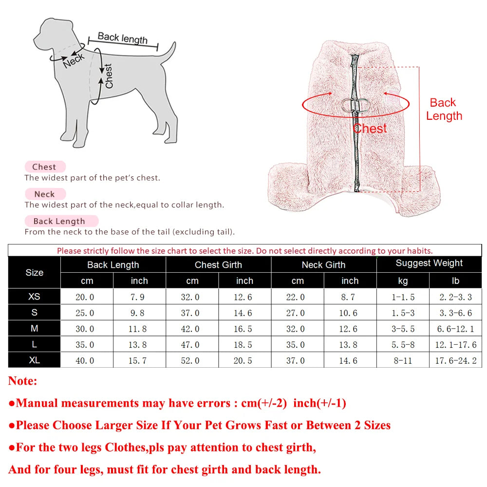 Soft Fleece Dog Coat - Winter Jacket with Zipper & D-Ring