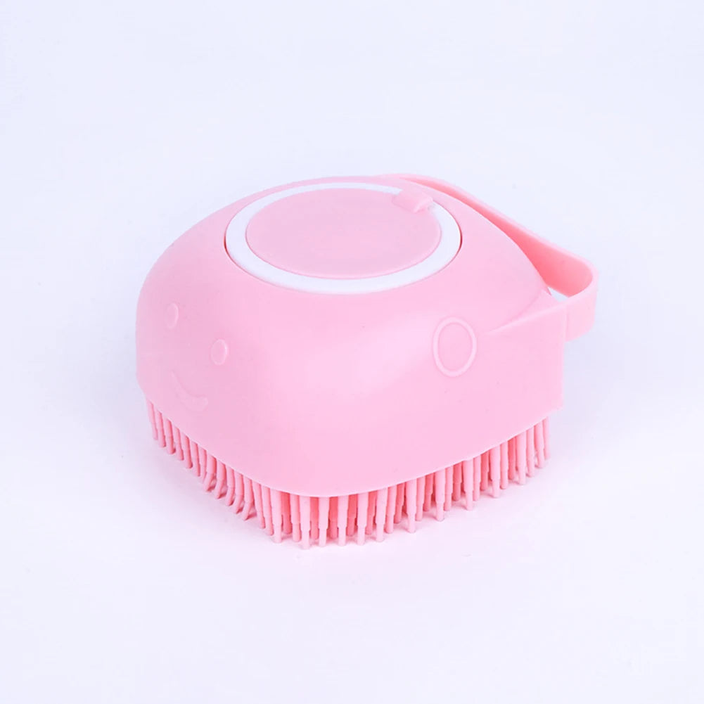 2 in 1 Pet Massage Shampoo Brush with Liquid Dispenser, Soft Silicone Grooming Tool