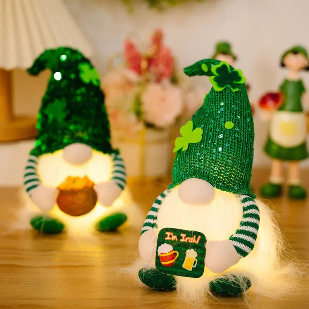 LED Light-Up Irish Gnome - St. Patrick's Day Plush Decor