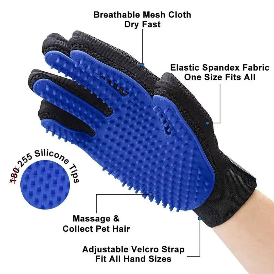 Pet Grooming Gloves - Gentle Hair Removal & Massage Brush for Dogs & Cats