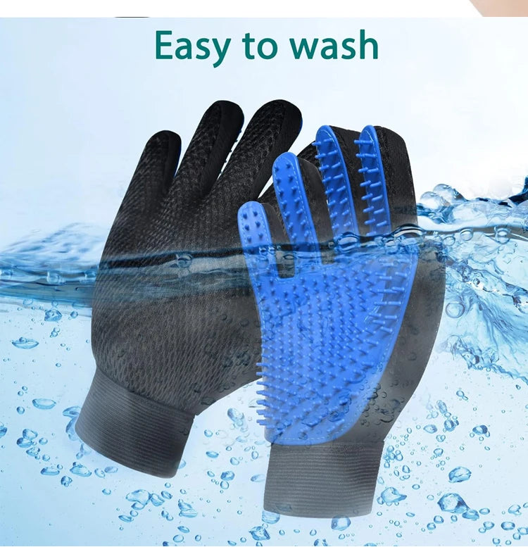 Pet Grooming Gloves - Gentle Hair Removal & Massage Brush for Dogs & Cats