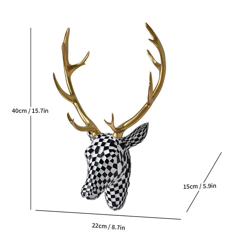 Decorative Deer Head Wall Mount – Rustic & Luxe, Gold, Black, Or Brown Variants