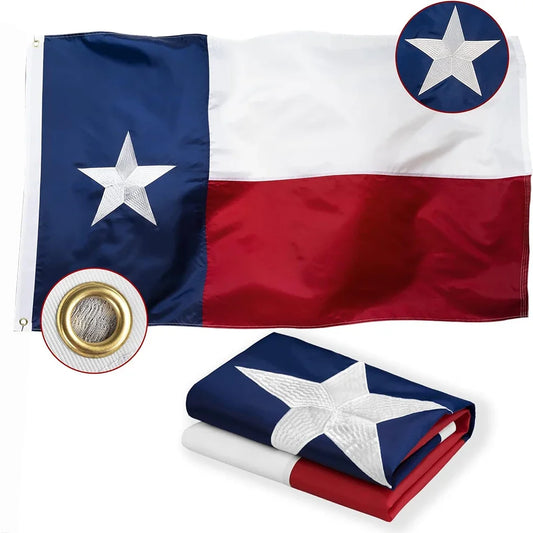 Texas State Flag 3x5 Ft - Available in Printed or Embroidered | Heavy Duty Nylon