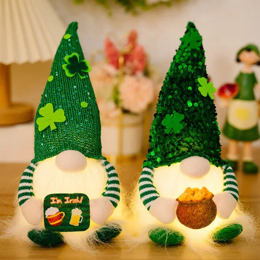 LED Light-Up Irish Gnome - St. Patrick's Day Plush Decor