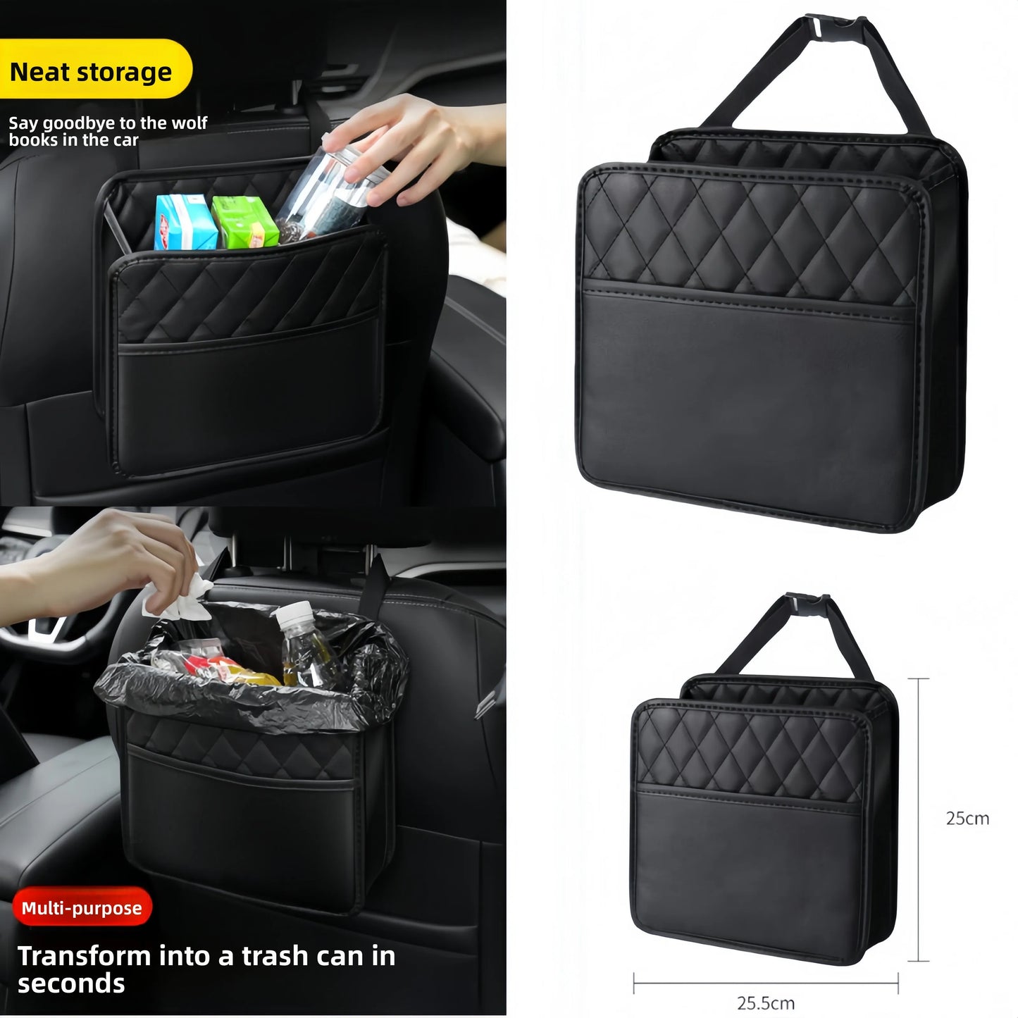 Car Seat Back Organizer - Multi-Pocket Storage with Cup Holder