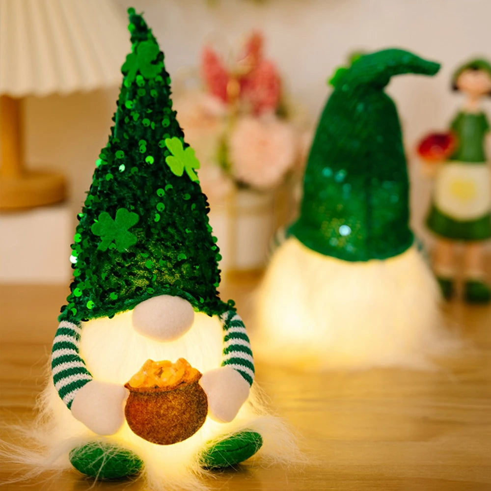 LED Light-Up Irish Gnome - St. Patrick's Day Plush Decor