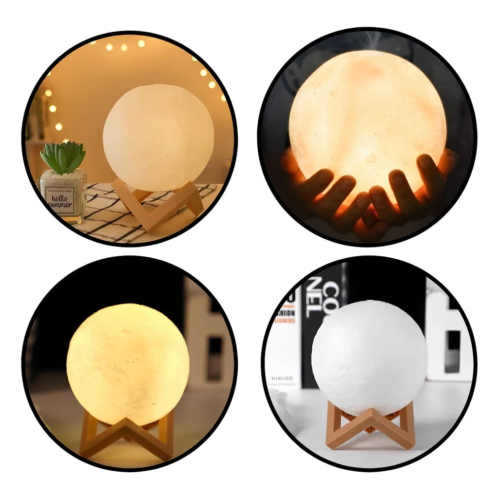 3D Moon Lamp Night Light - 3.15" LED Lamp with Stand