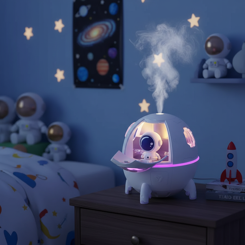 Astronaut Humidifier - Hero Shot in Space Bedroom