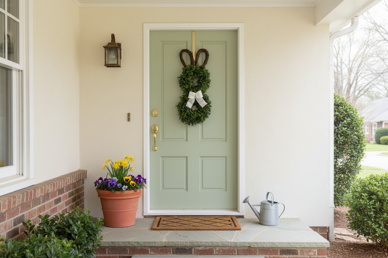 Easter Bunny Wreath on Home Front Door