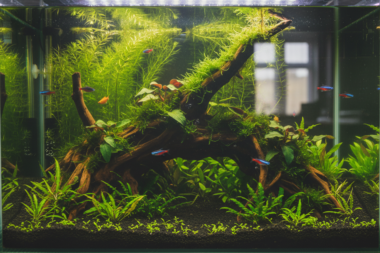 Large Driftwood in Beautiful Aquarium