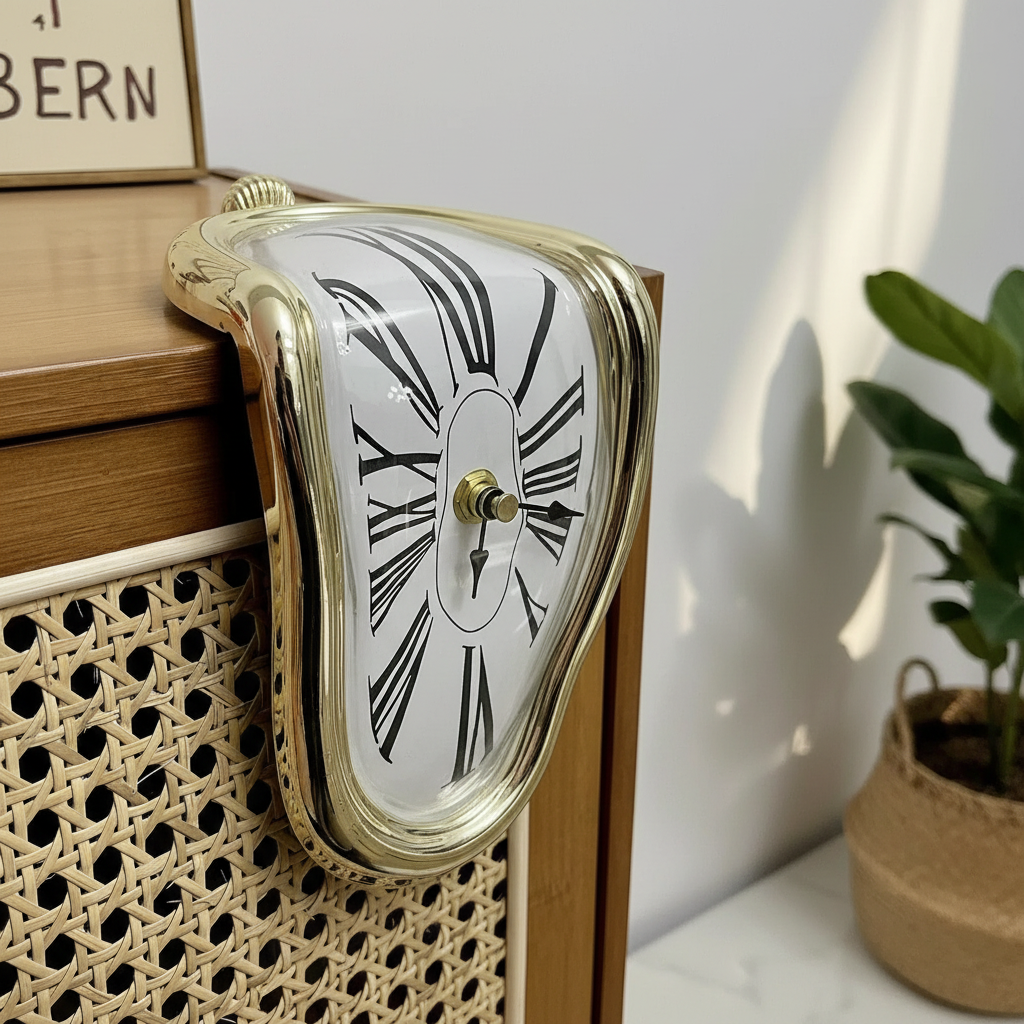 Melting Clock - Salvador Dali Surrealist Shelf Decor