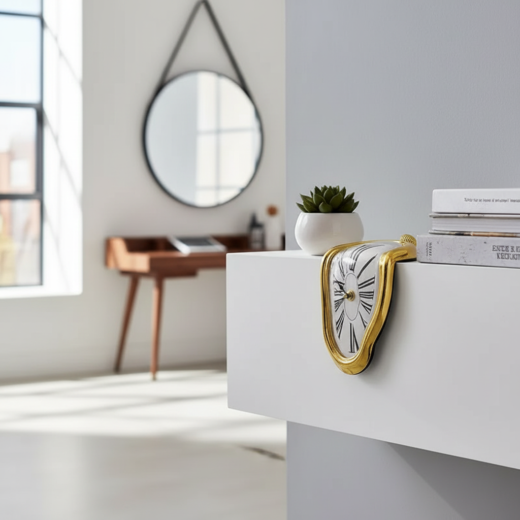 Melting Clock - Salvador Dali Surrealist Shelf Decor