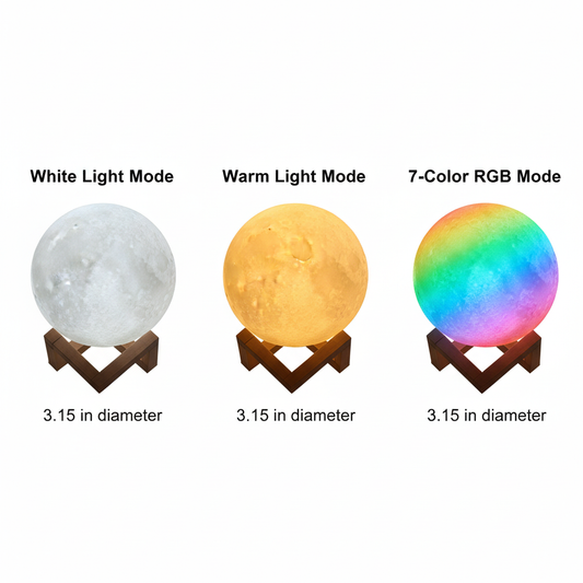 Moon Lamp Lighting Modes with Dimensions